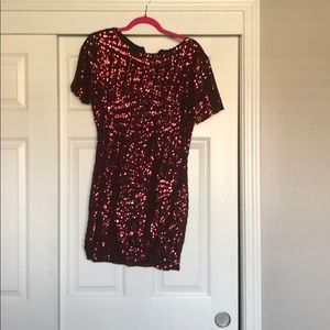 Red sequin cocktail dress
